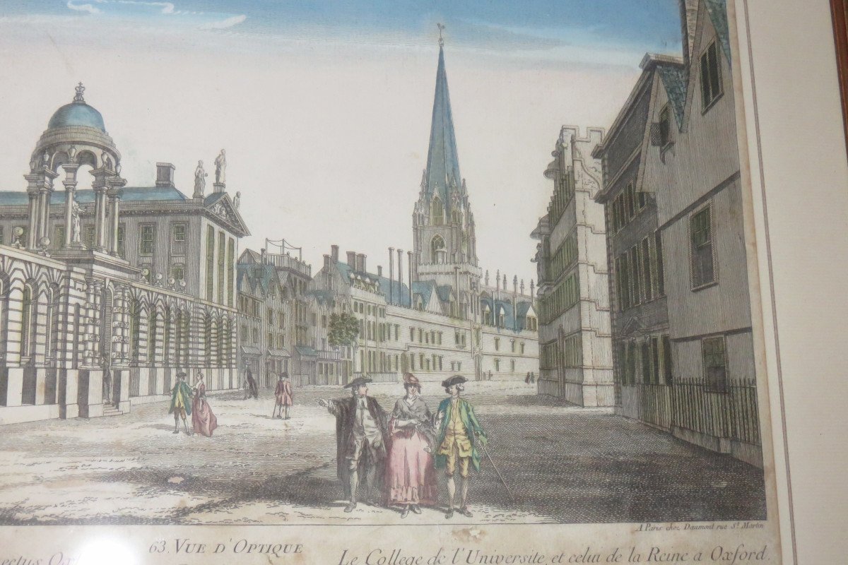 "Le Collège de l'Université à Oxford", vue d'optique époque 18ème.-photo-3