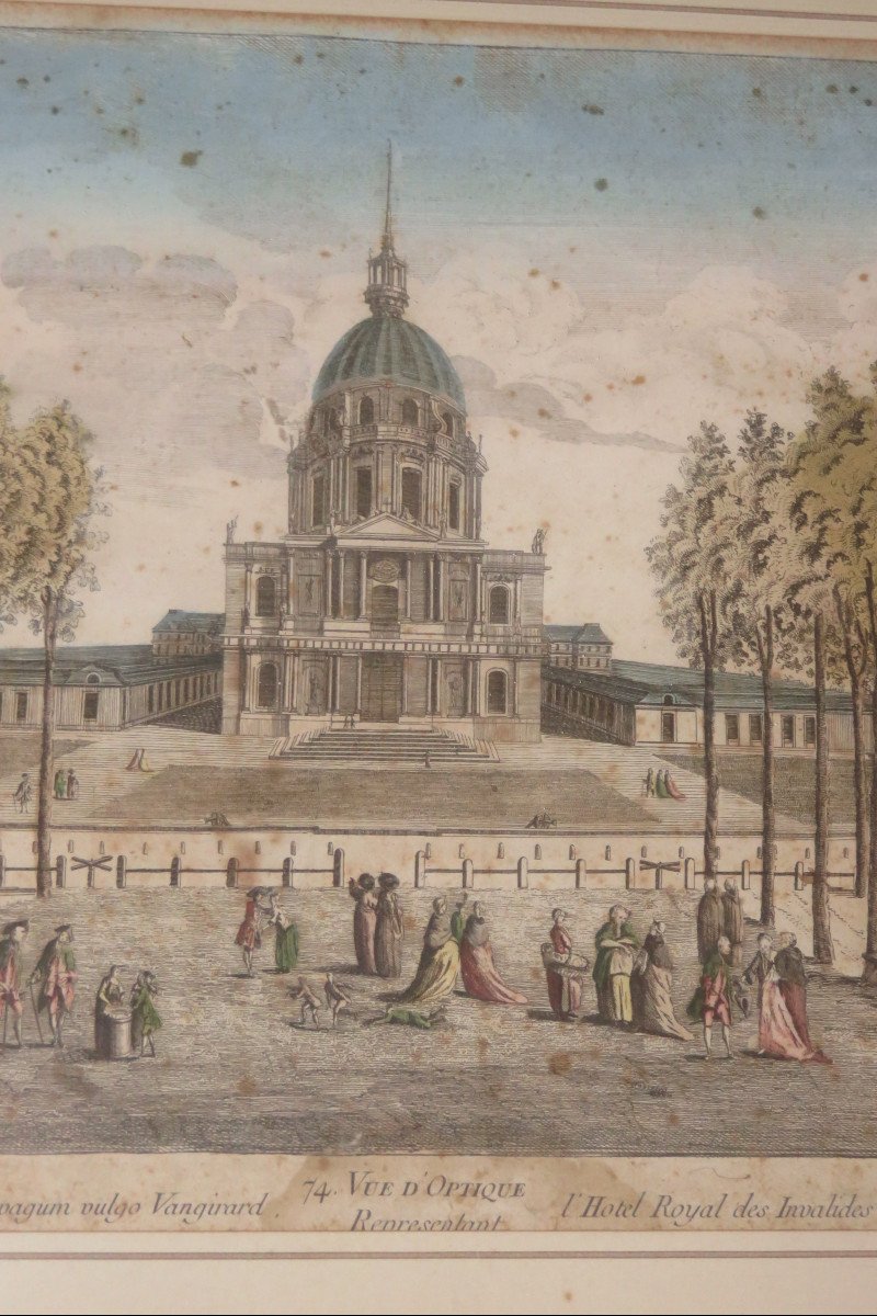 " L'hôtel Royal des Invalides, à Paris, du côté de Vaugirards",  vue d'optique époque 18ème.-photo-4