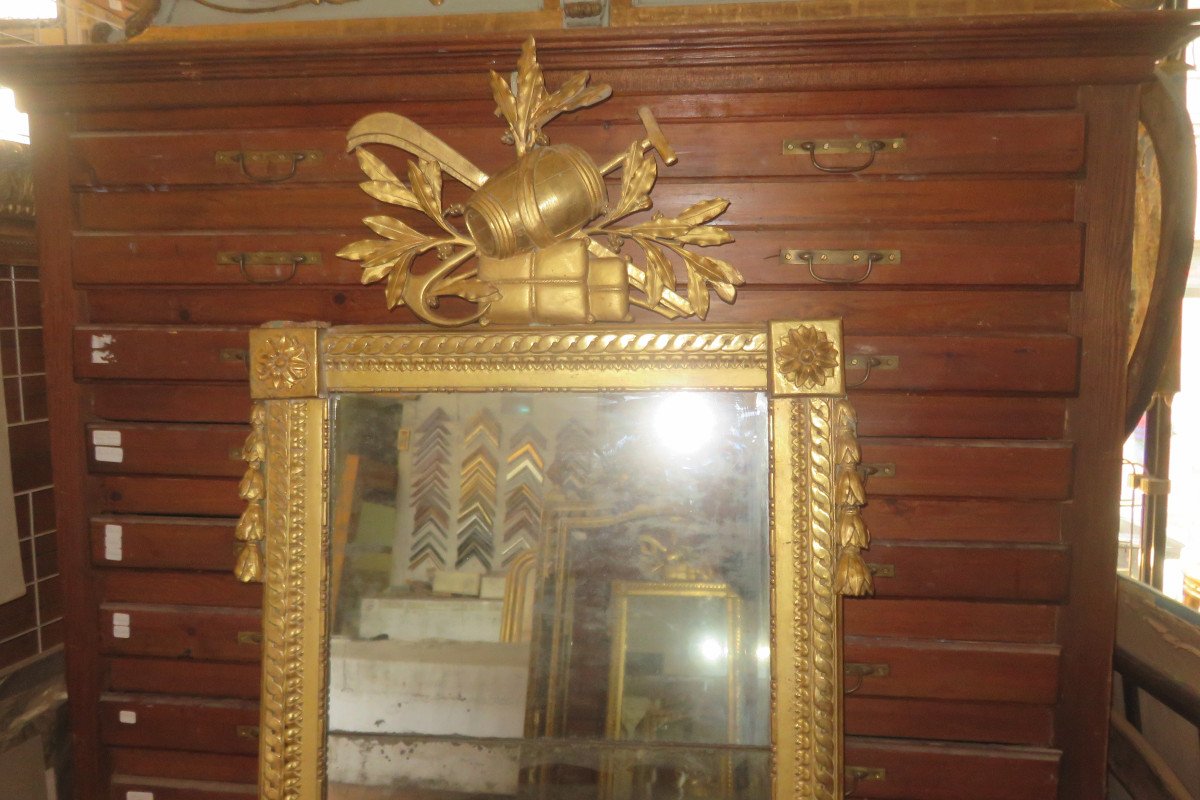 Miroir époque 18ème, Louis XVI En Bois Doré.-photo-2