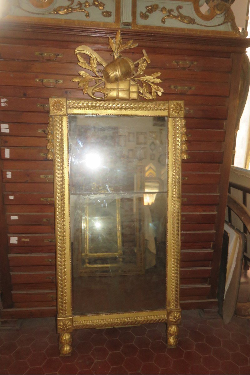 Miroir époque 18ème, Louis XVI En Bois Doré.