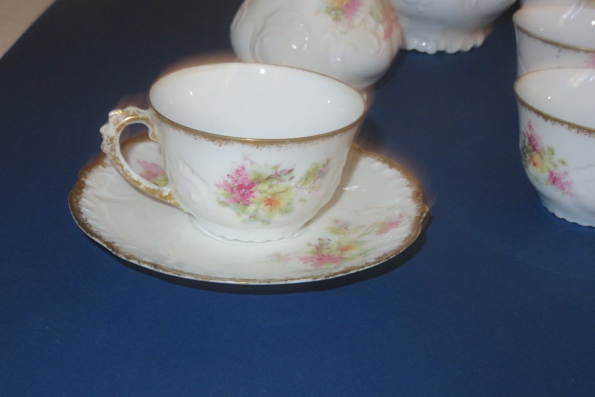 Paroutaud Et Frères, Coffee Service, Limoges Porcelain, Early 20th Time.-photo-1