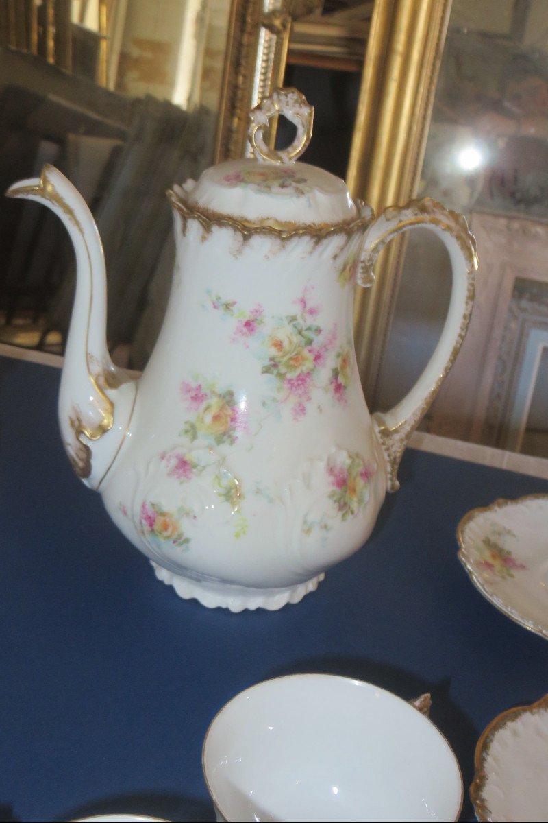 Paroutaud Et Frères, Coffee Service, Limoges Porcelain, Early 20th Time.-photo-4