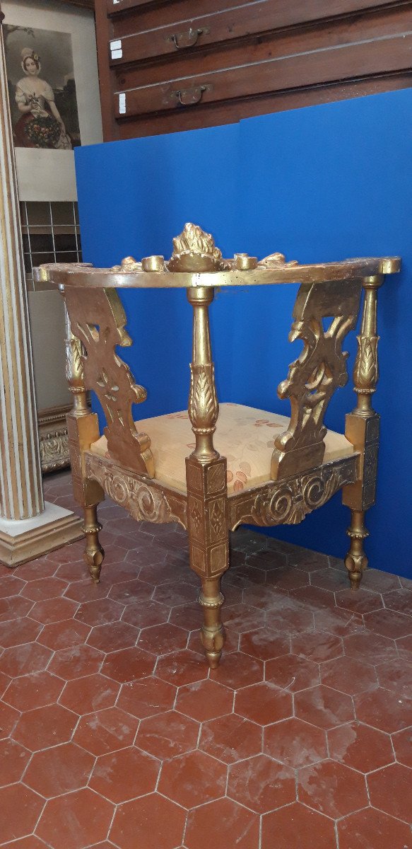 19th Century Corner Armchair, In Golden Wood.-photo-4