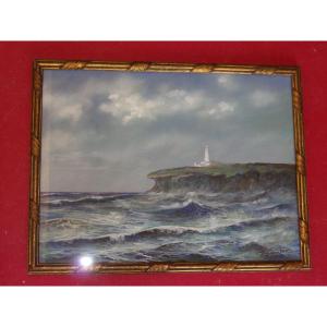 Oceanside (normandy), Pastel By Eugène Sénamaux, 20th Century.