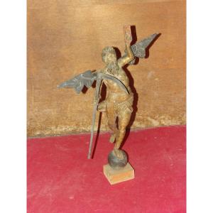 Statue De Chronos, Dieu du temps,  En Bois Sculpté, époque 18 ème.