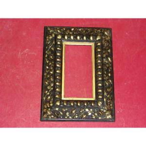 19th Century Frame, In Black And Gold Wood, Napoleon III.