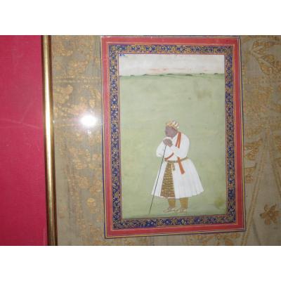 Hindu King Akbar, Watercolor Era 18-19th.