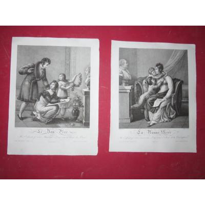 " Le Bon Père " Et " La Bonne Mère", Eaux Fortes époque 19ème.