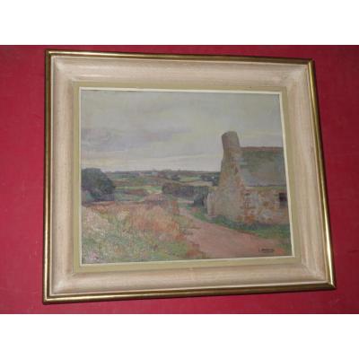 Landscape Breton Painting Signed Louis Marechal, 20 Days Em