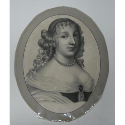 Portrait De Jeune Fille, Gravure époque 18ème.