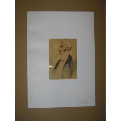 Watercolor, Portrait Of A Man, Attributed To Henry Monnier, 19th.