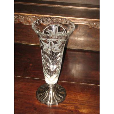 Vase En Cristal, époque Art Déco.