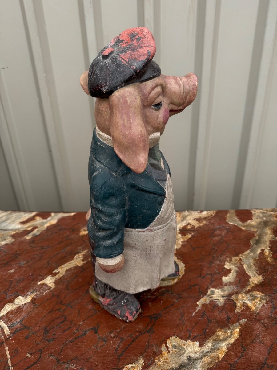 Antique Painted Terracotta Advertising Pig Circa 1930-photo-4