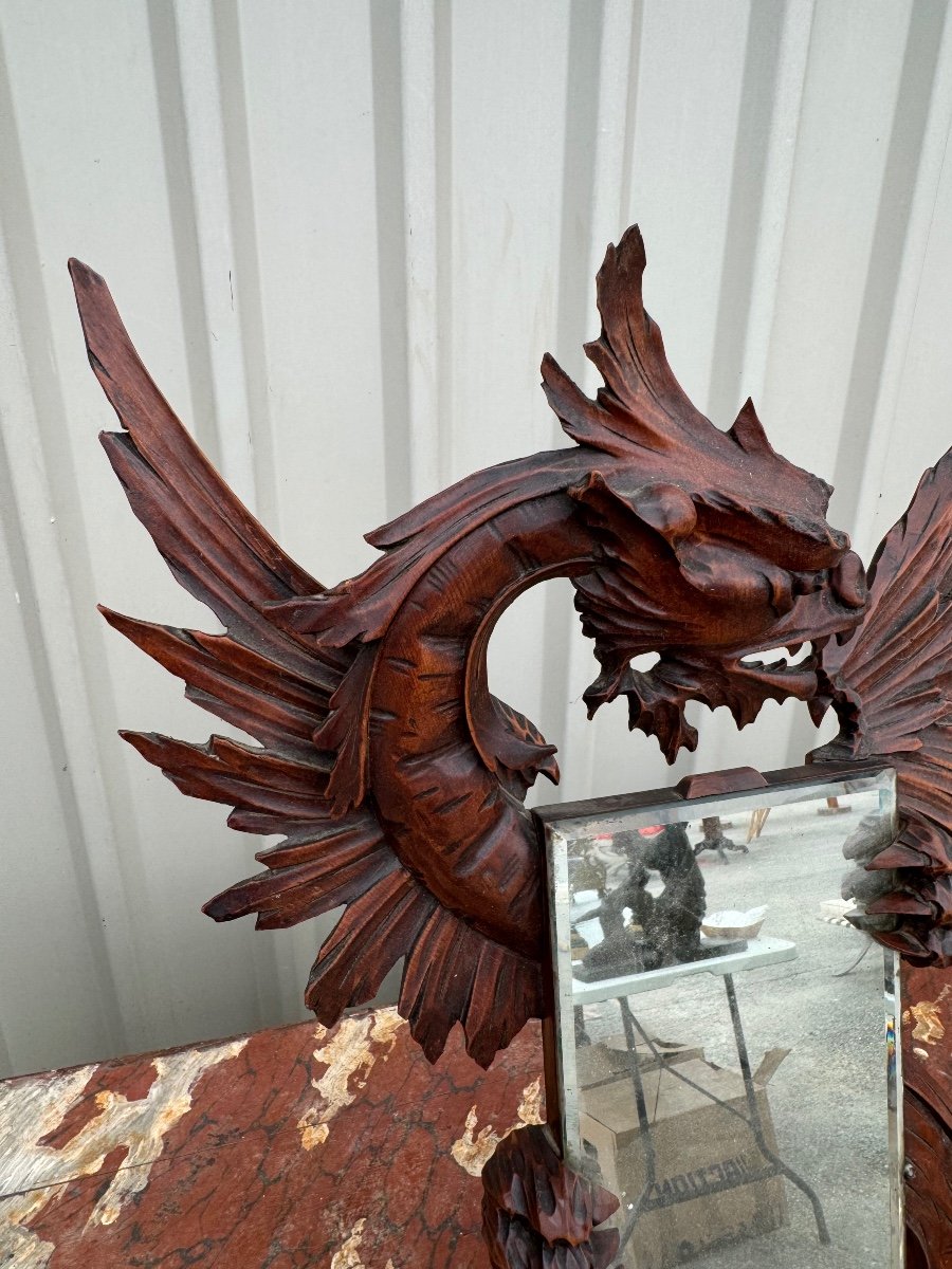 Wooden Dragon Mirror Carved In The Style Of Viardot -photo-3