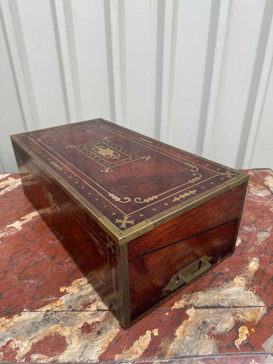 19th Century Mahogany And Brass Travel Writing Case -photo-2