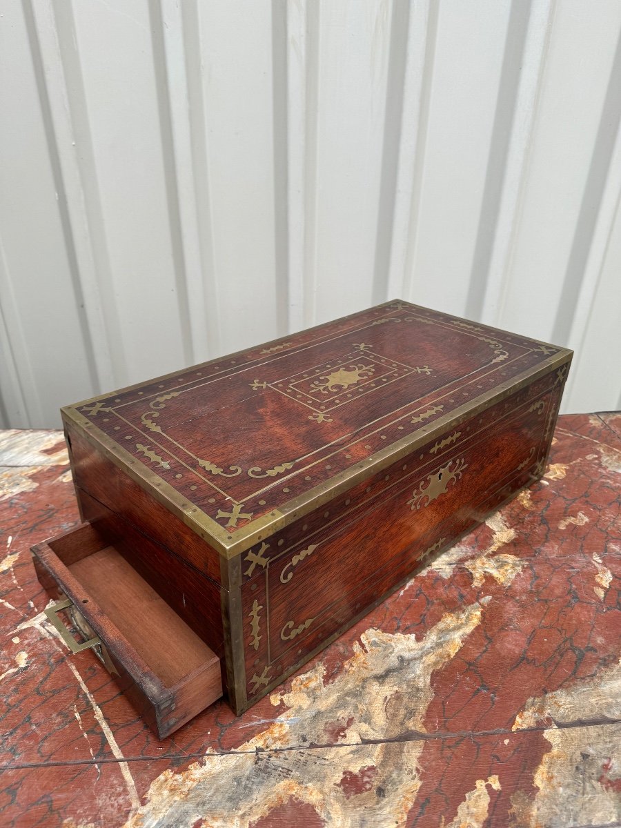 19th Century Mahogany And Brass Travel Writing Case -photo-4