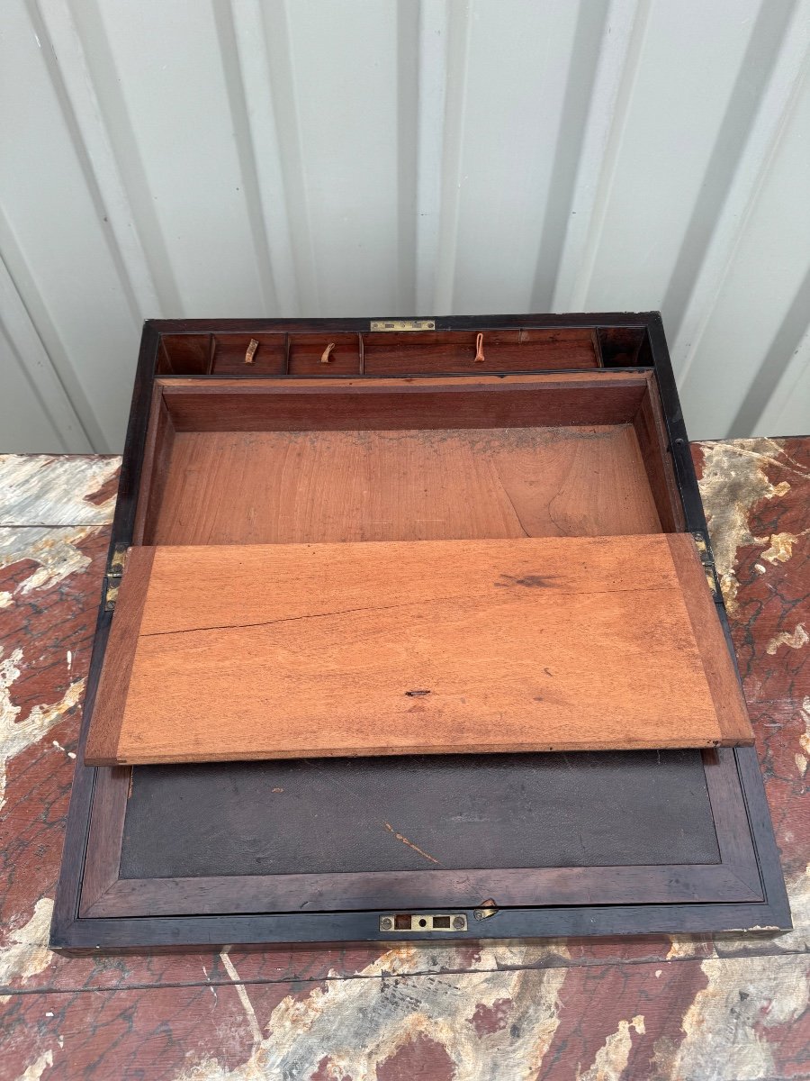 19th Century Mahogany And Brass Travel Writing Case -photo-2