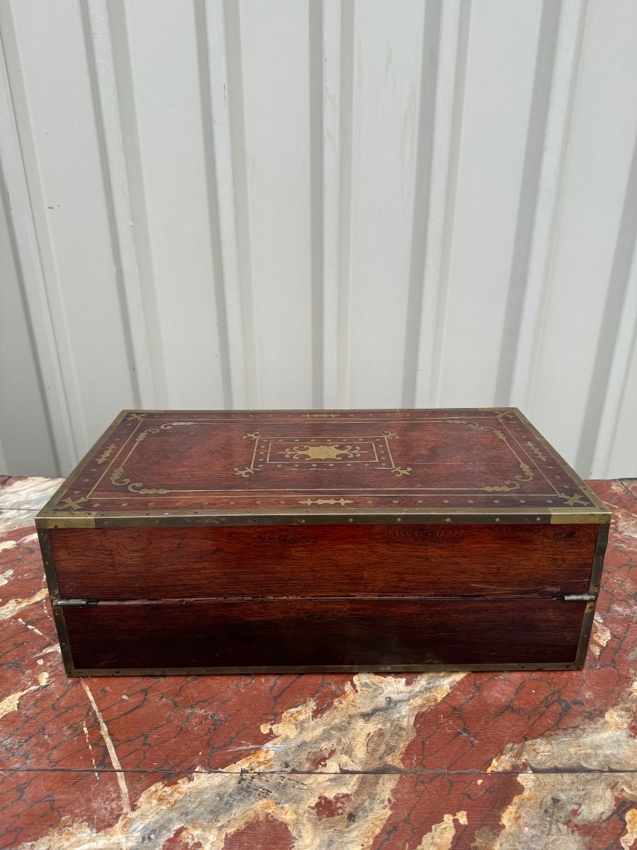 19th Century Mahogany And Brass Travel Writing Case -photo-3