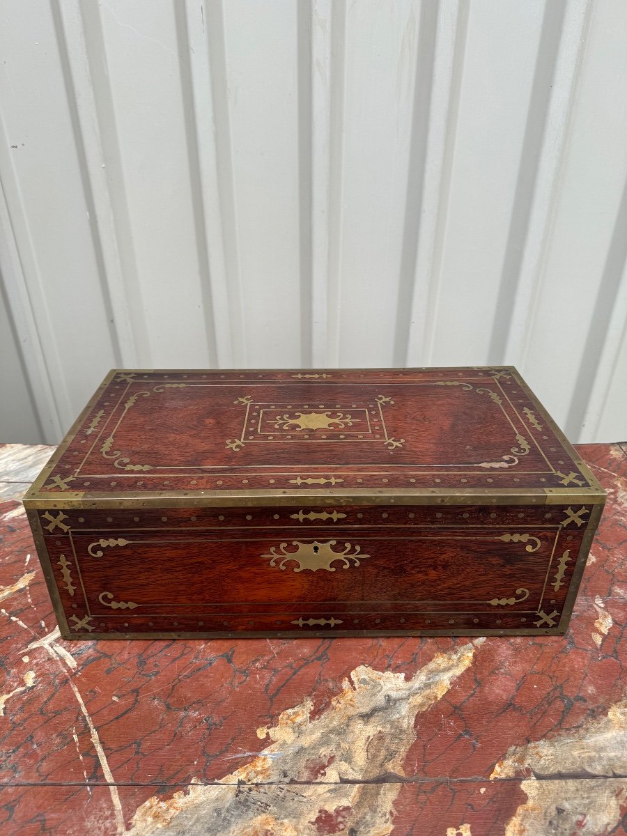 19th Century Mahogany And Brass Travel Writing Case 