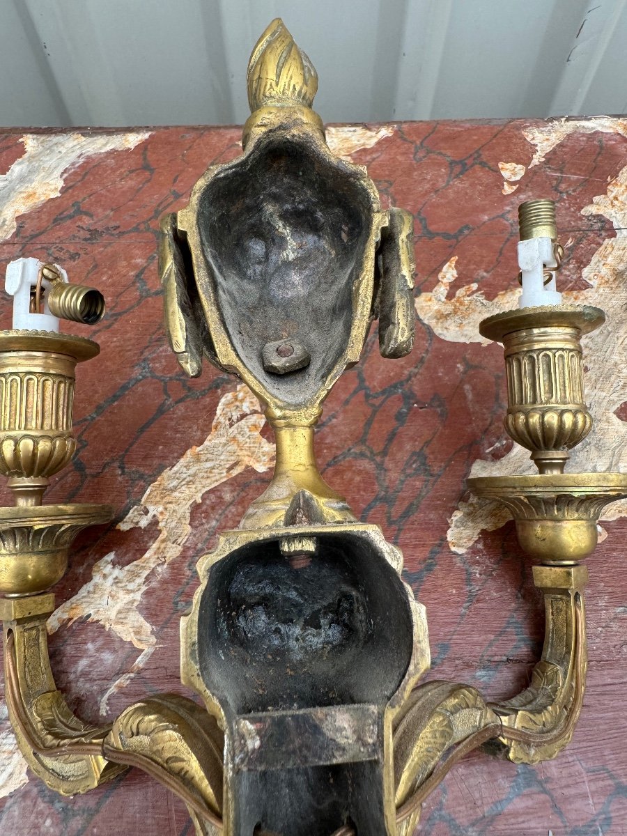 3 Louis XVI Bronze Wall Lights, 18th Century-photo-6