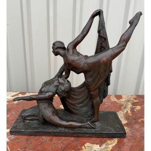 Bronze Sculpture "dancer" Art Deco Period Signed Sylvestre Clerc (1892-1965)