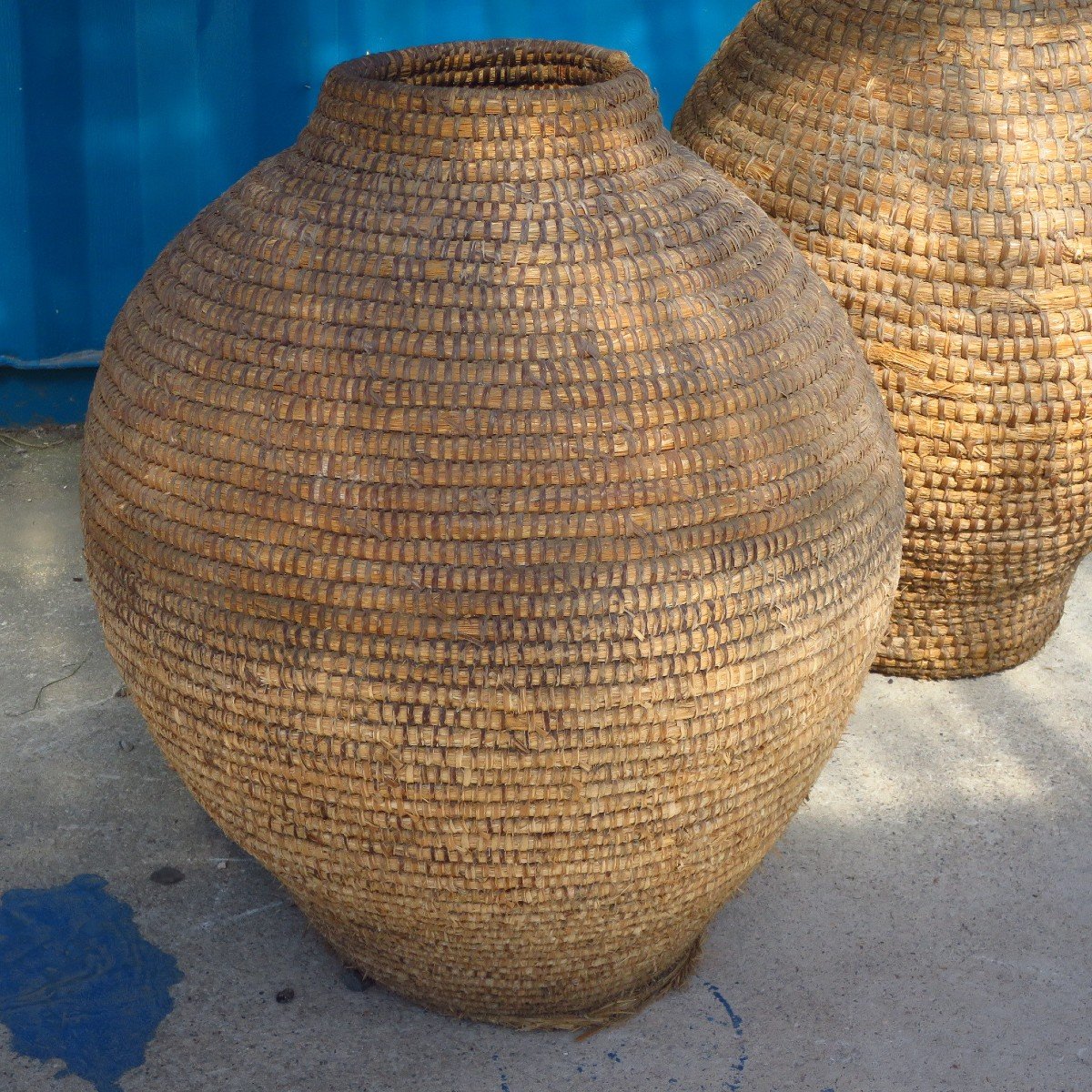 Grain Baskets, XIXth In Bramble And Straw-photo-4