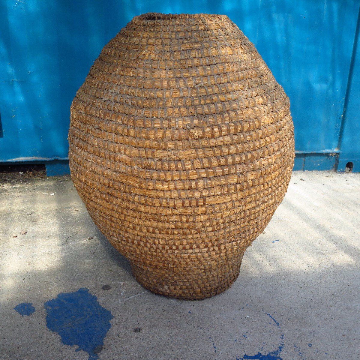 Grain Baskets, XIXth In Bramble And Straw-photo-2