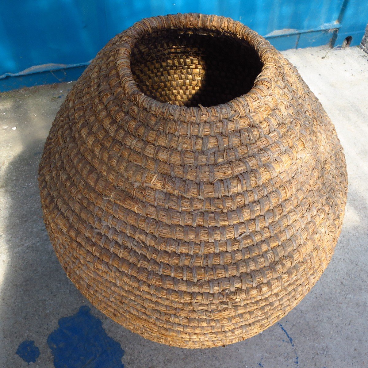 Grain Baskets, XIXth In Bramble And Straw-photo-3