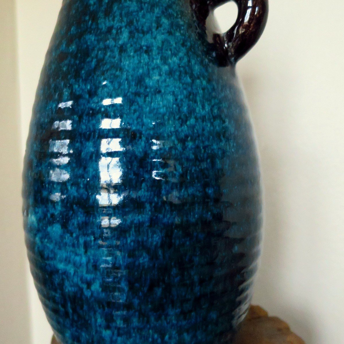 Large Blue And Speckled Brown Accolay Vase, Circa 1950-photo-1