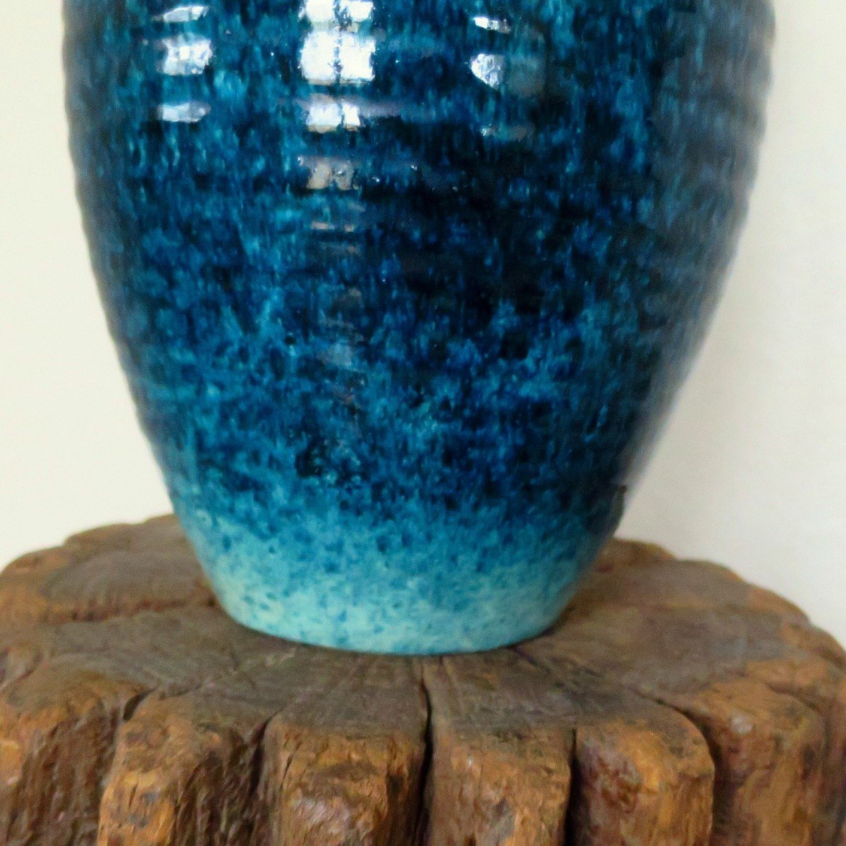 Large Blue And Speckled Brown Accolay Vase, Circa 1950-photo-2