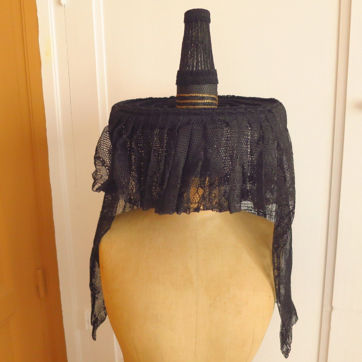 Bressane Headdress In Black Lace, Second Half Of The Nineteenth