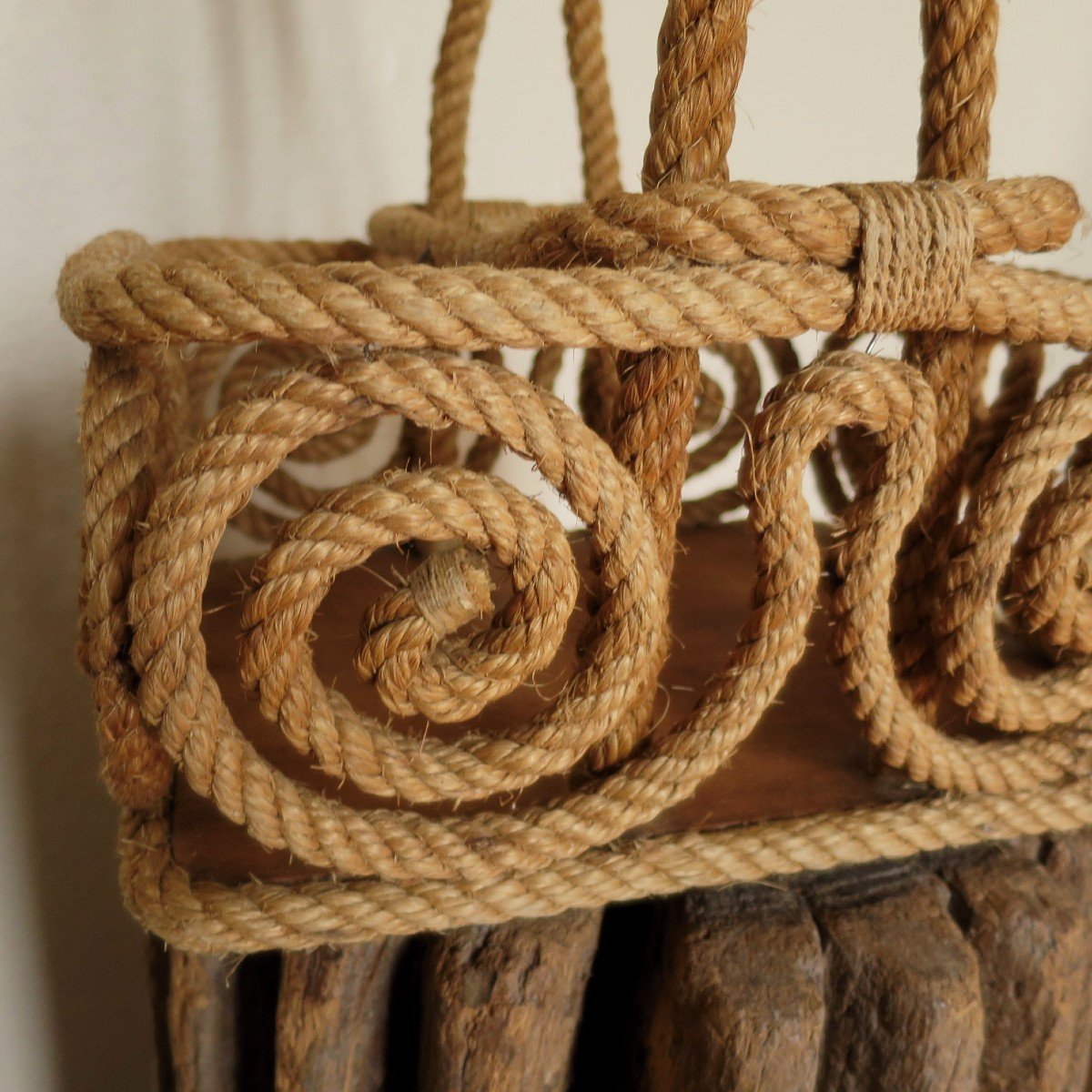 Rope Bottle Holder Audoux Minet Circa 1950-photo-1