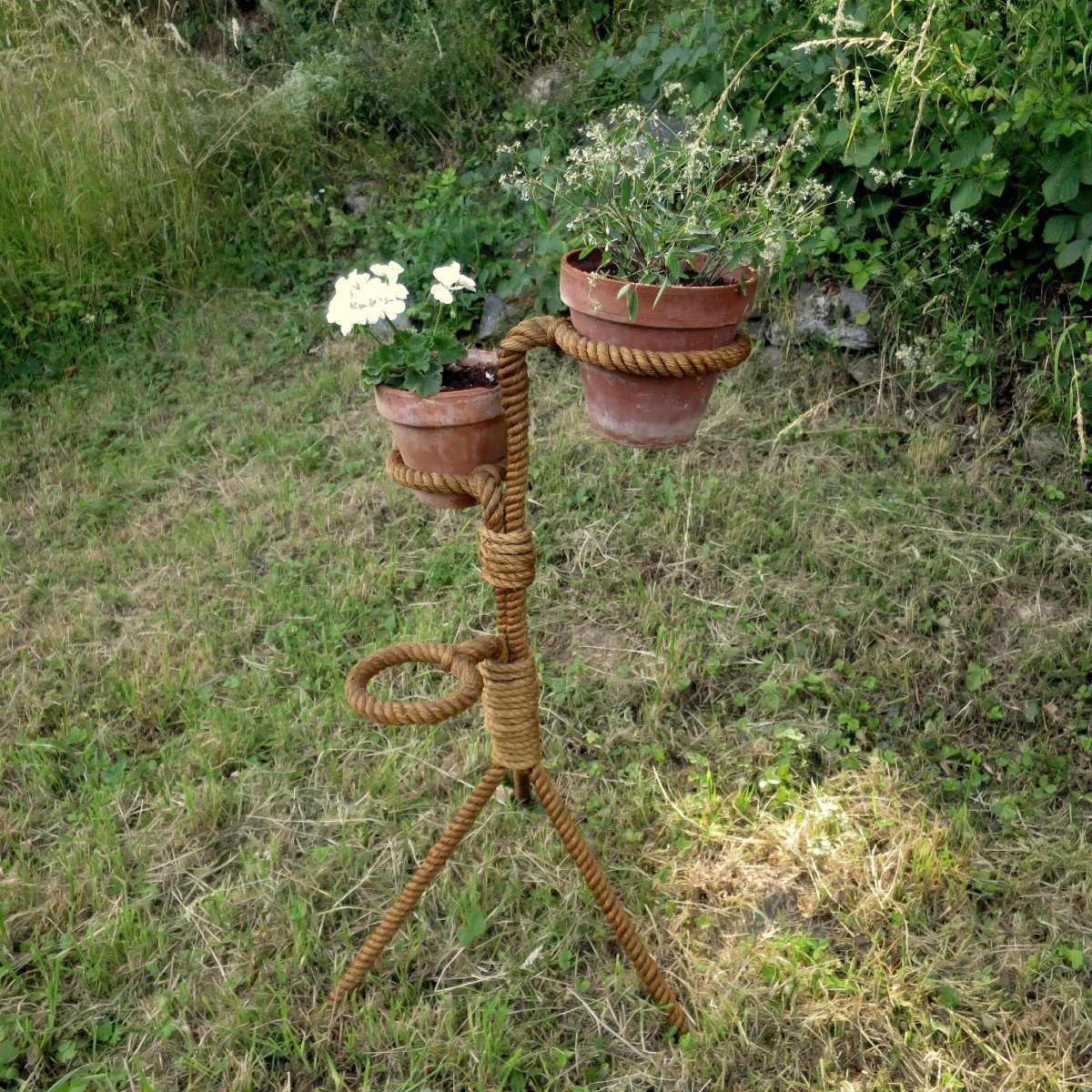 Porte plante en corde  Audoux Minet circa 1950