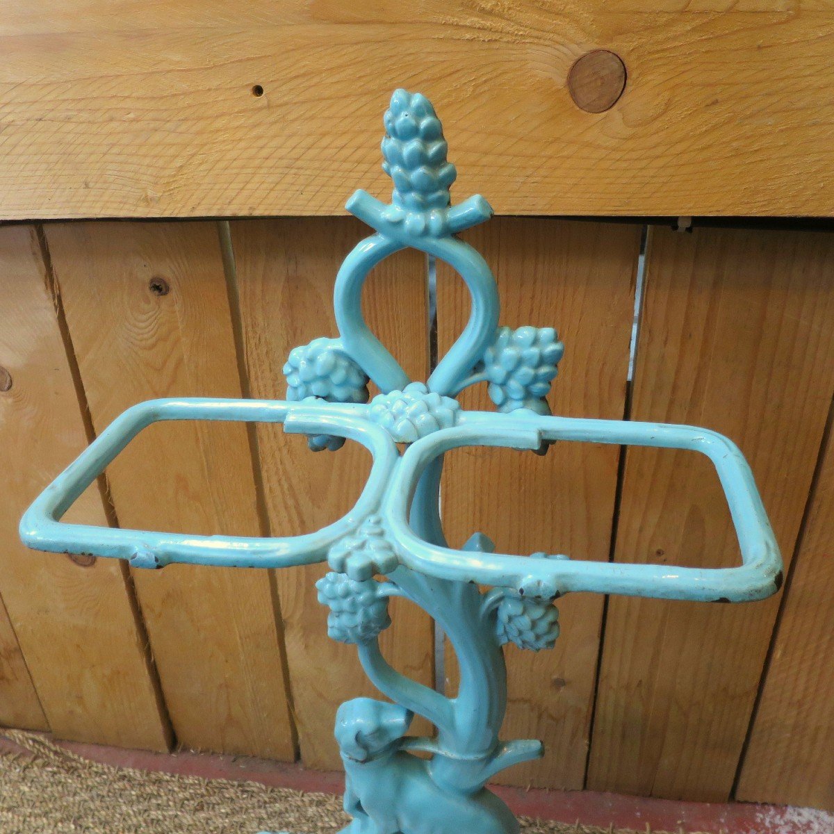 Umbrella Holder Or Cane Holder In Blue Enameled Cast Iron, Late 19th Century-photo-3