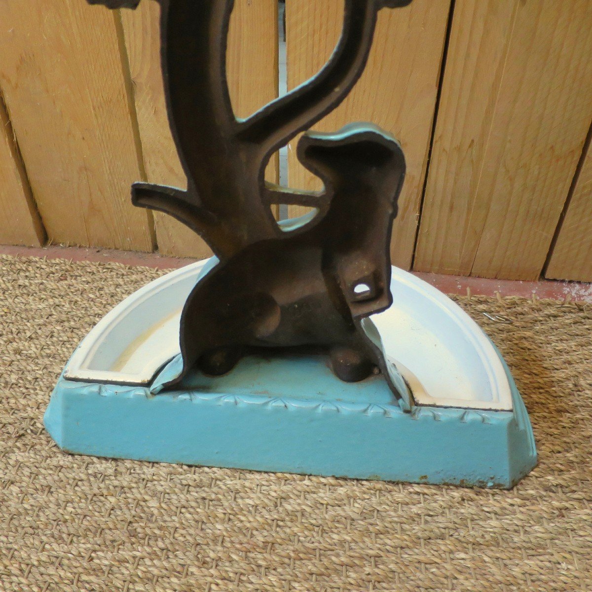 Umbrella Holder Or Cane Holder In Blue Enameled Cast Iron, Late 19th Century-photo-5