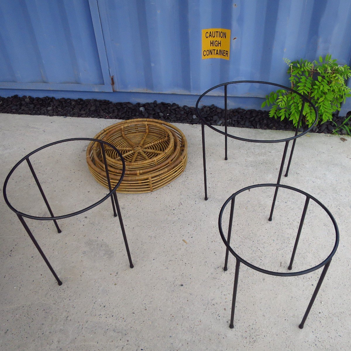 Nesting Tables In Rattan And Metal Circa 1950-photo-4