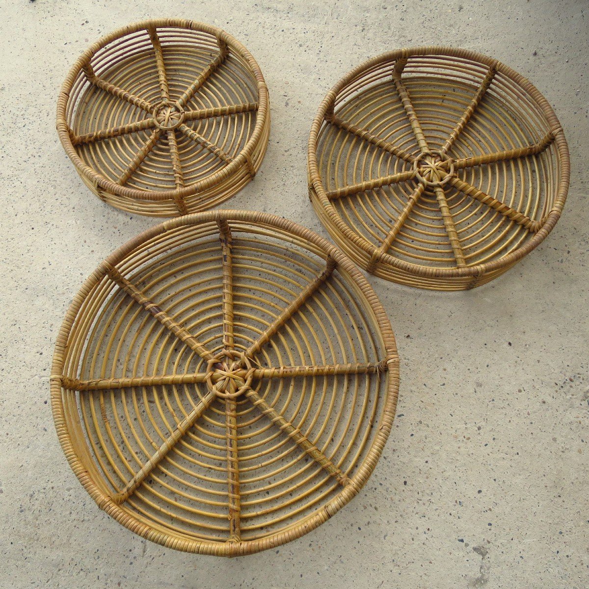 Nesting Tables In Rattan And Metal Circa 1950-photo-2