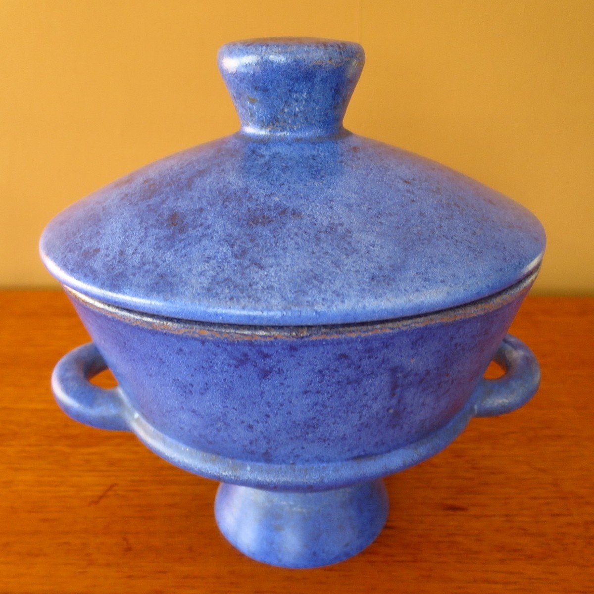 La Grange Aux Potiers Covered Pot In Blue Ceramic-photo-2