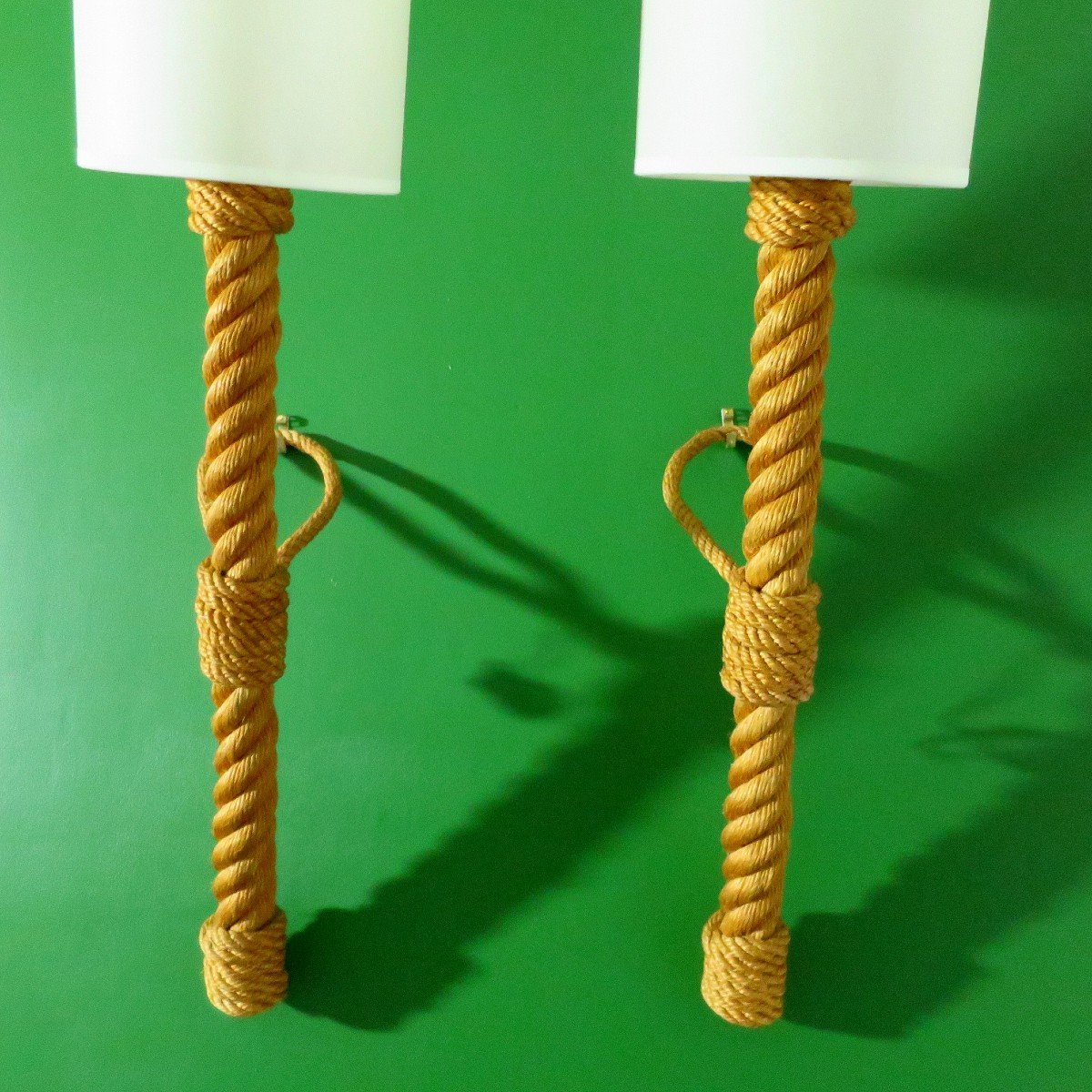 Pair Of Audoux Minet Sconces In Rope Circa 1950-photo-3