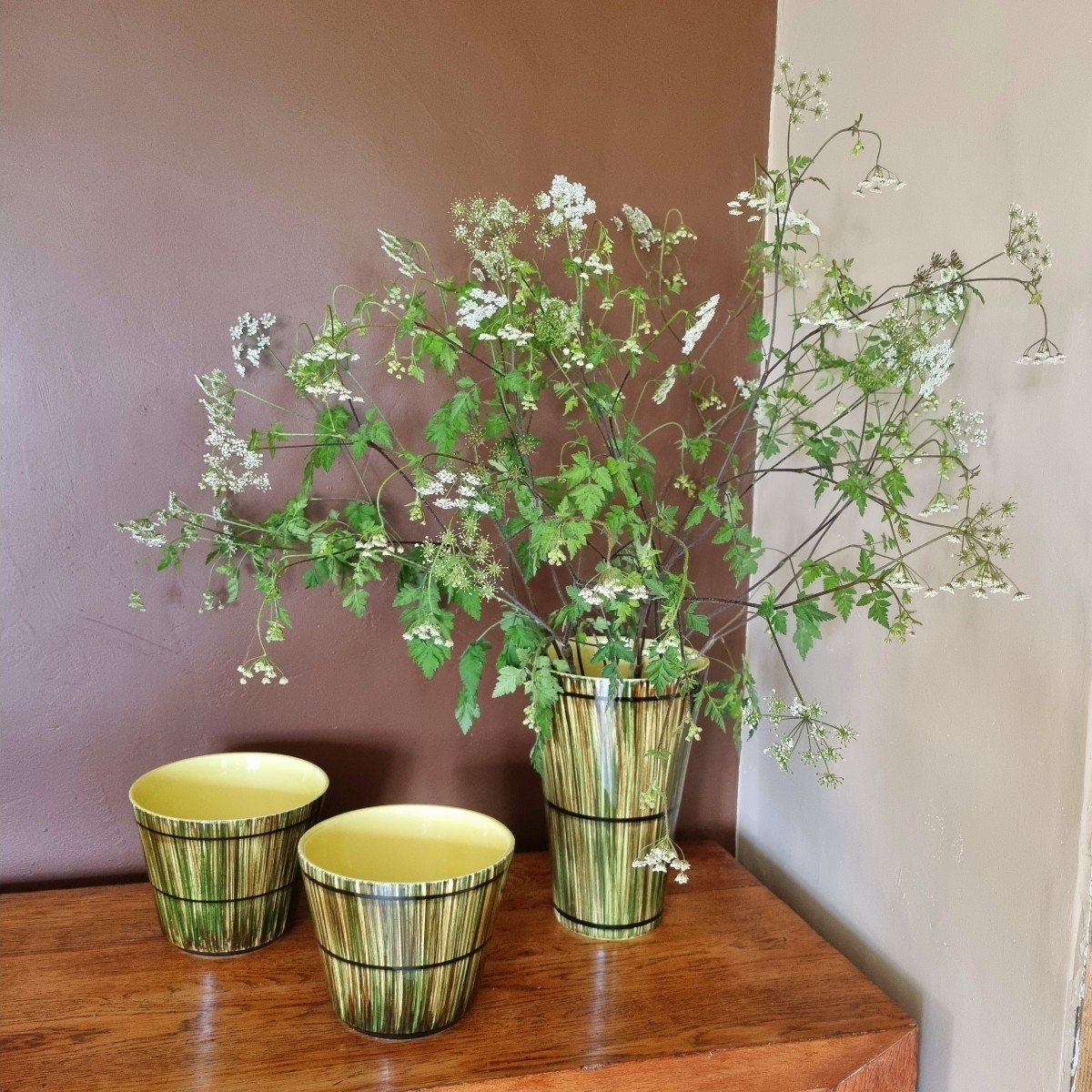 Pair Of Earthenware Plant Pots From Saint Clément Circa 1950-photo-2