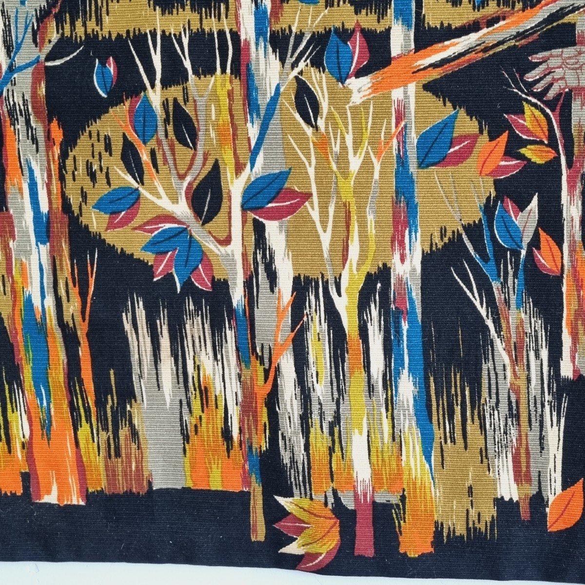 Silkscreen Tapestry By Jean Claude Bissery Circa 1950-photo-5