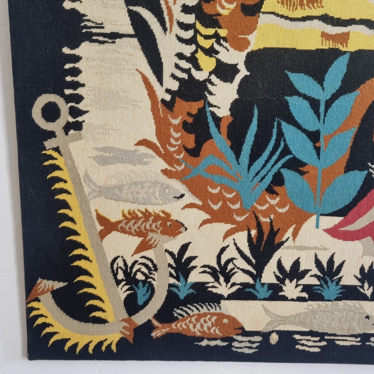 Seahorse Tapestry 20th Century-photo-4