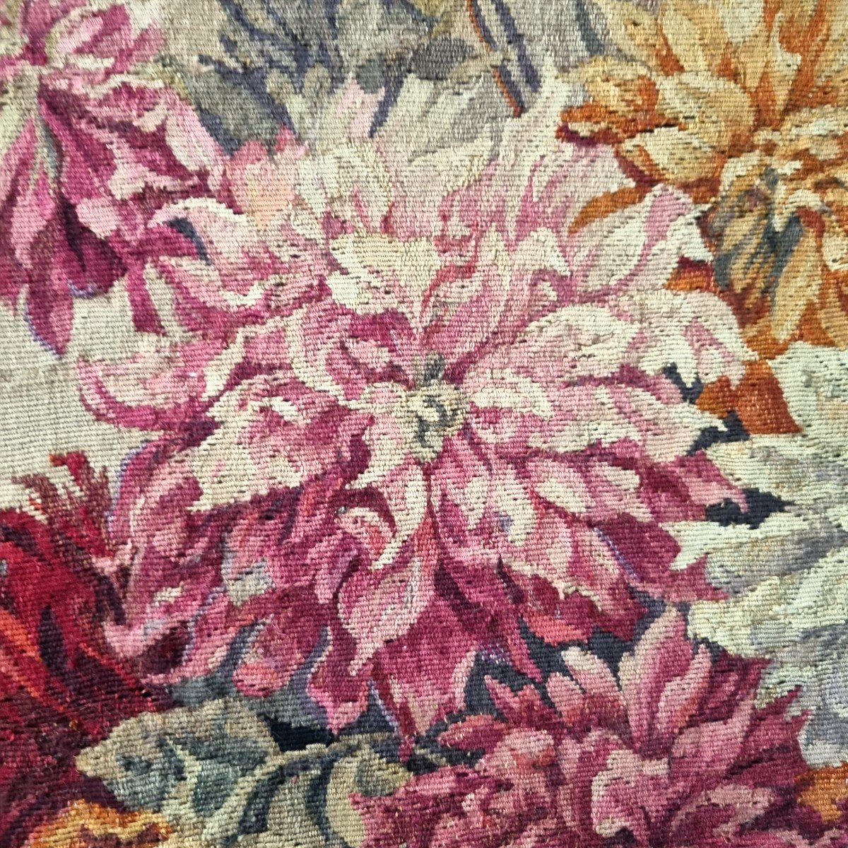 Tapisserie d'Aubusson au vase de fleurs, XX°-photo-3