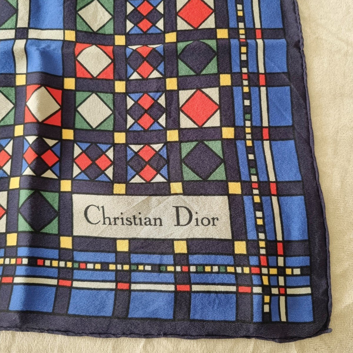 Foulard carré Christian Dior, vintage en soie-photo-5