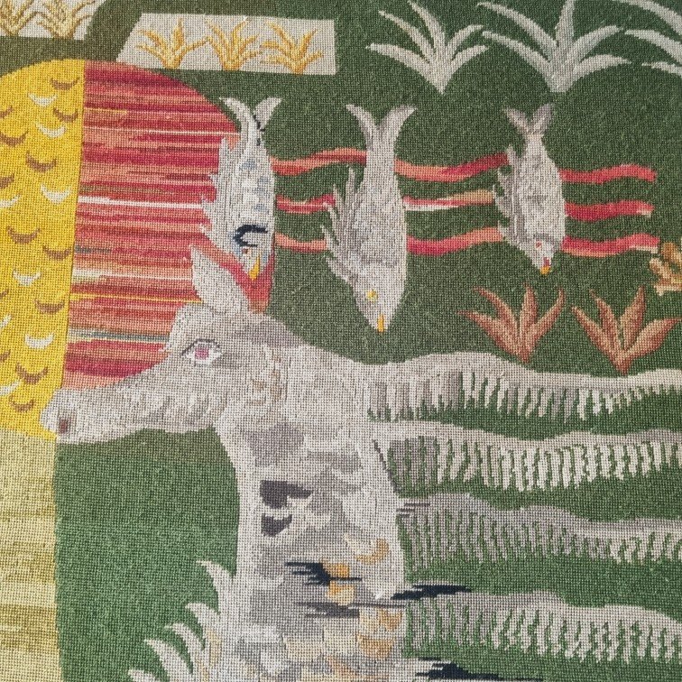 Seahorse Tapestry On Green Background, Circa 1950-photo-4