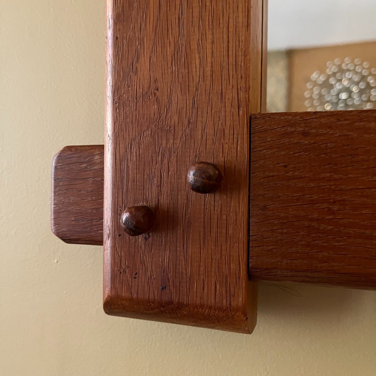 Brutalist Oak Mirror, Circa 1960-photo-4