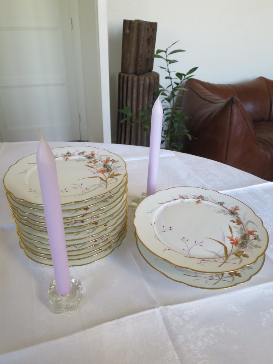 Service à dessert en porcelaine peinte à la main à décor de fleurs-photo-2