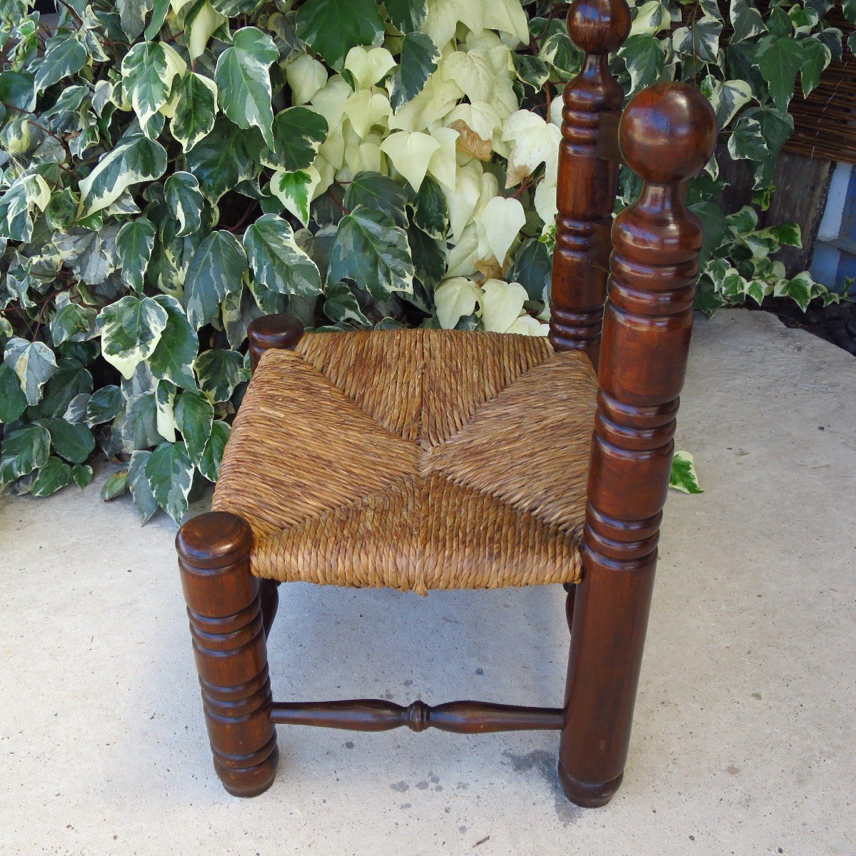 Low Straw Chair In The Taste Of Charles Dudouyt Around 1940-photo-1