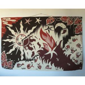 Hand-woven Tapestry, "apocalypse", 1960s, Signed Sc