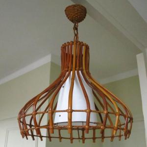 Rattan Suspension Chandelier 1960s